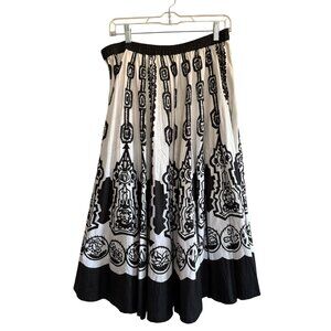 Connection 18 Black & White Tribal Print Cotton Maxi Skirt Elastic Waistband Siz